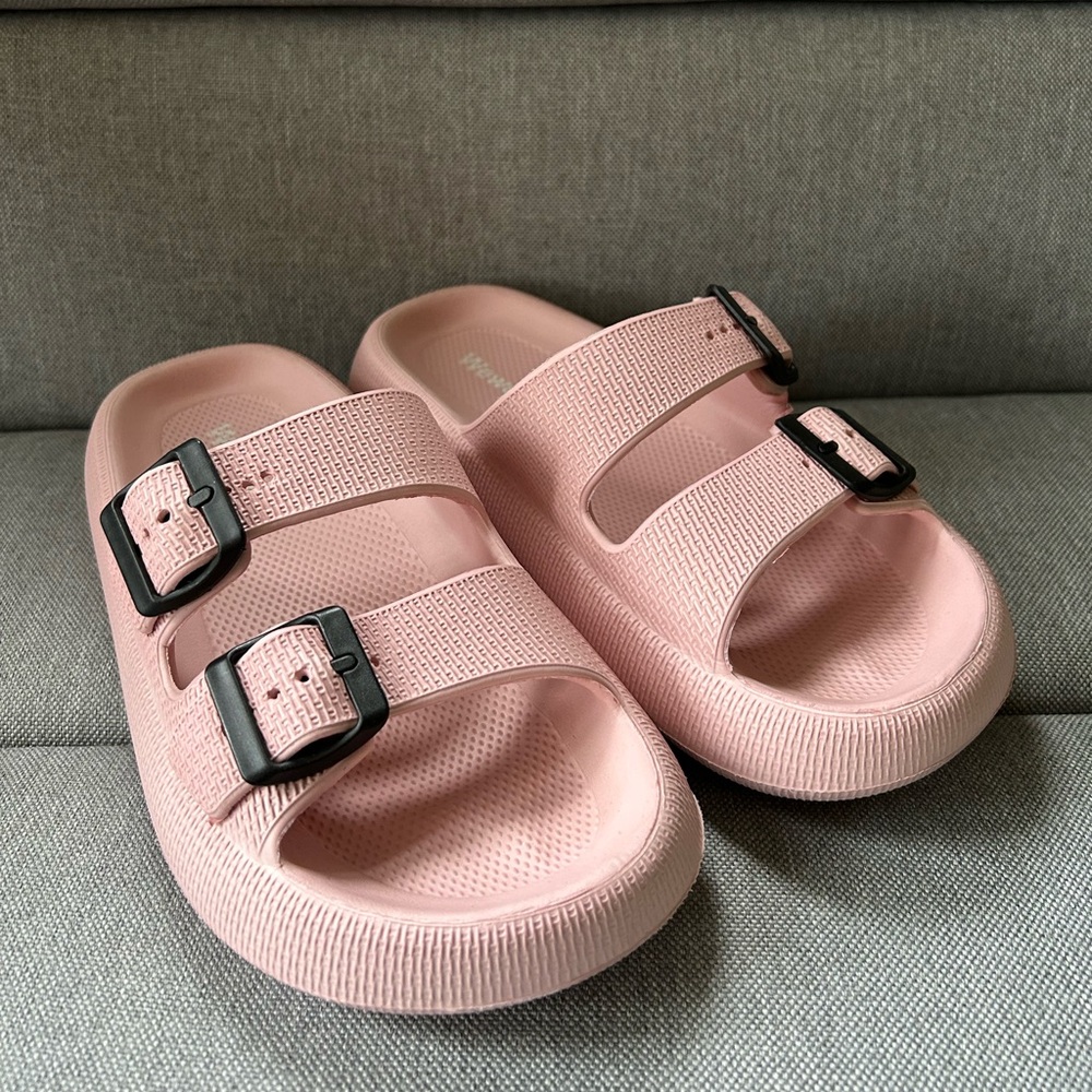 Pink Open-Toe Cloud Sandals with Ultra-Cushioned Sole - 37-38